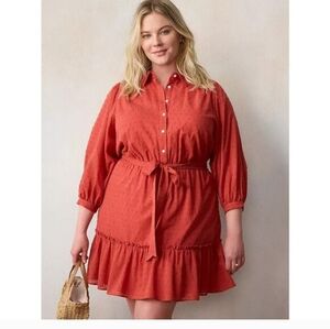 Women's Burnt Orange Button-Up Dress